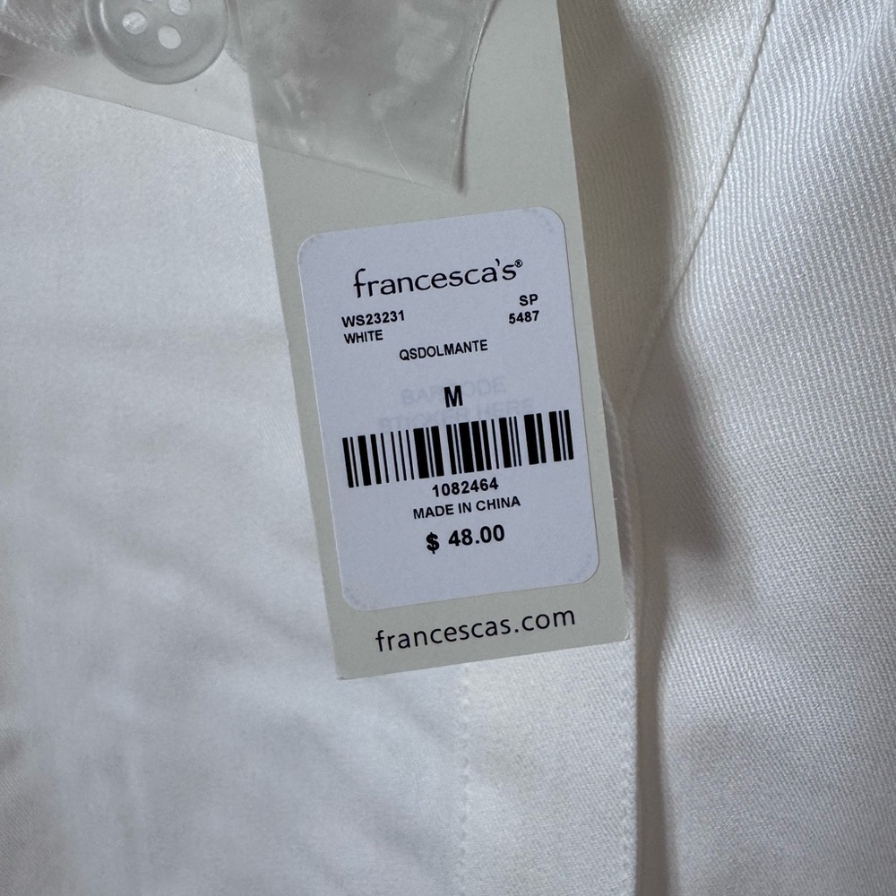 Francesca's Collections Ruffled White Button Down Shirt - Picture 5 of 5